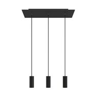 Pendant lamp with 3 pendants and metal shade Matte Black Dibond