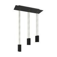 Pendant lamp with 6 pendants and metal shade Matte Black Dibond