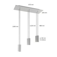 H&auml;ngeleuchte mit 6 Pendeln und Metall-Lampenschirm Satin-Kupfer Dibond