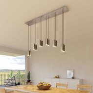 Hanglamp met 6 pendels en metalen kap Satijnstaal Dibond