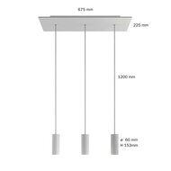 Hanglamp met 3 pendels en metalen kap Dibond Bianco Opaco