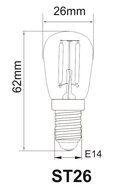 LED Filament koelkast lamp E14 2W 2200K HELDER (ST26)