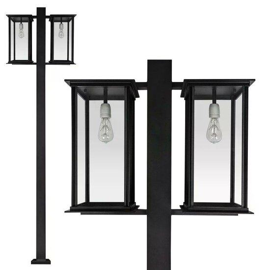 Lantaarnpaal Capital dubbel | Zwart | 270cm – Bild 2