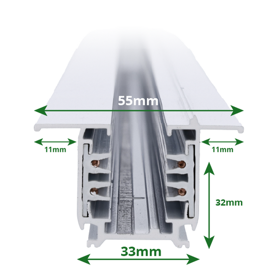 3-Phasen-Einbauschiene | 300 cm | Weiß