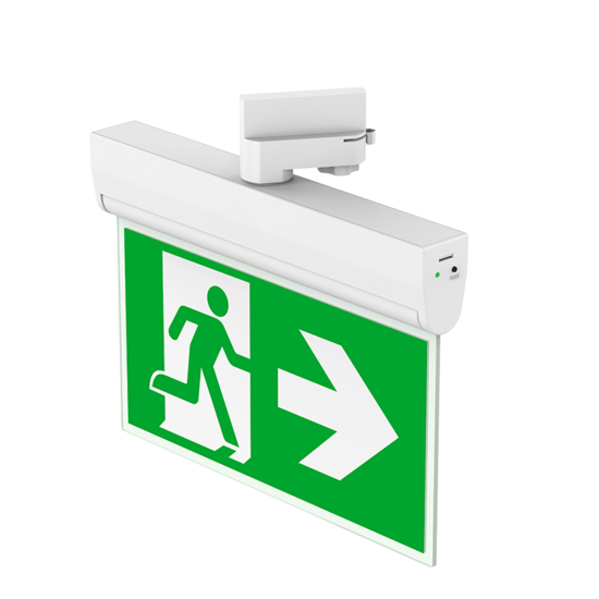 White MIRA LED emergency lighting with adapter for 3-circuit track