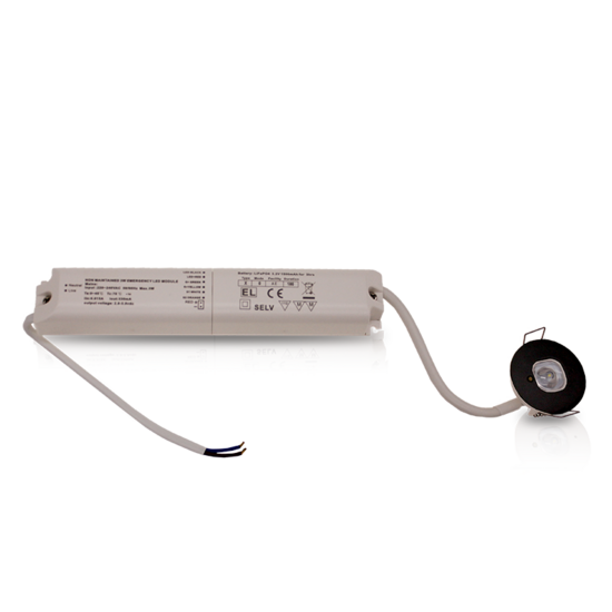 Noodverlichting inbouwspot zwart 3W