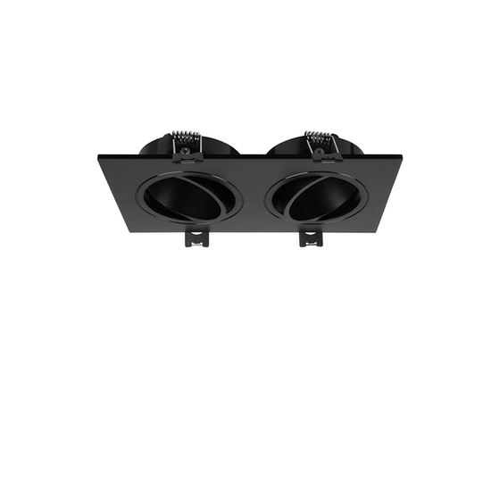 Inbouwarmatuur voor 2 spots | DUO | Ø50mm spots | Rechthoekig | Zwart - Afbeelding 2