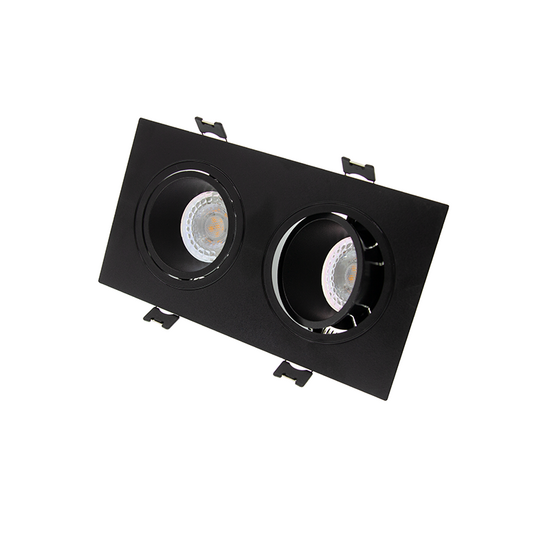 Inbouwarmatuur voor 2 spots | DUO | Ø50mm spots | Rechthoekig | Zwart - Afbeelding 4