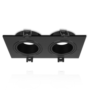Inbouwarmatuur voor 2 spots | DUO | Ø50mm spots | Rechthoekig | Zwart in zwart