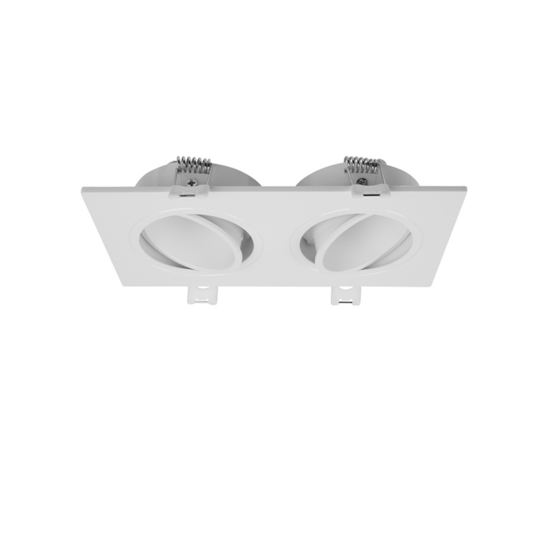 Inbouwarmatuur voor 2 spots | DUO | Ø50mm spots | Rechthoekig | Wit - Image 2