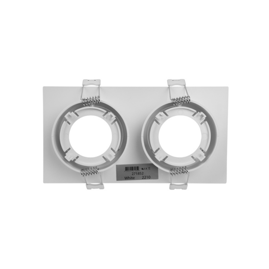 Inbouwarmatuur voor 2 spots | DUO | Ø50mm spots | Rechthoekig | Wit - Image 3