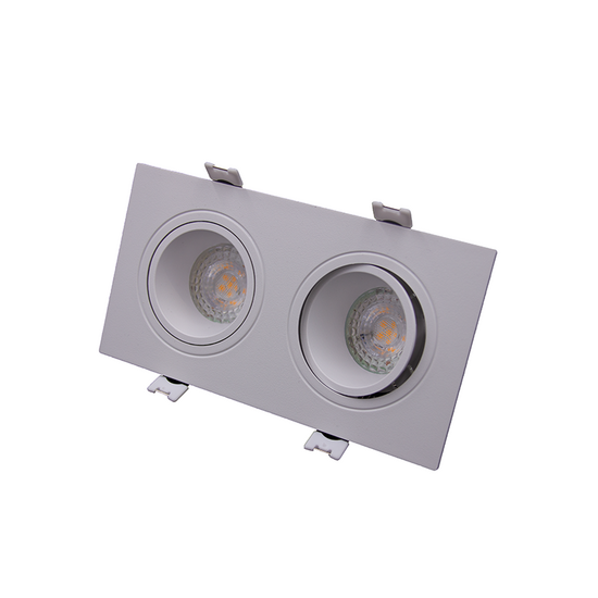Inbouwarmatuur voor 2 spots | DUO | Ø50mm spots | Rechthoekig | Wit - Image 4