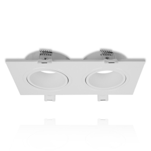 Inbouwarmatuur voor 2 spots | DUO | Ø50mm spots | Rechthoekig | Wit in wit