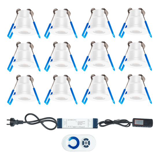 LED-Veranda-Einbauleuchte-Set 12×3W weiß | 2160lm | 2700K warmweiß IP65 in Weiß