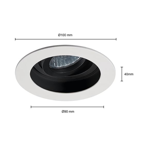 Kantelbaar inbouwspot armatuur | Ø50mm GU10/MR16 | Ø90mm zaagmaat | Zwart/Wit - Image 3