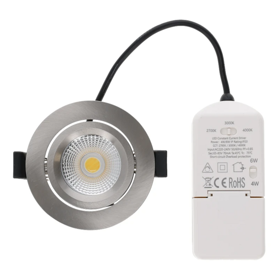 Led inbouwspot slim-fit | 4-6W | Dimbaar | CCT-switch | IP65 | Zilver – Image 3