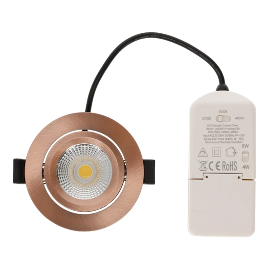 Led inbouwspot slim-fit | 4-6W | Dimbaar | CCT-switch | IP65 | Koper - Afbeelding 3