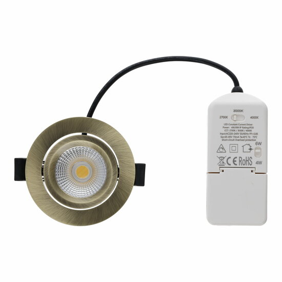 Led inbouwspot slim-fit | 4-6W | Dimbaar | CCT-switch | IP65 | Brons – Image 3