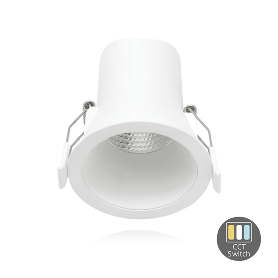 LED-Einbaustrahler 6W dimmbar weiß | einstellbare Lichtfarbe 2700K-4000K | 450lm IP44 Ø68mm in weiß