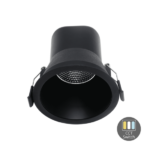LED Einbaustrahler 9W dimmbar schwarz | einstellbare Lichtfarbe 2700K-4000K | 675lm IP44 Ø90mm in schwarz