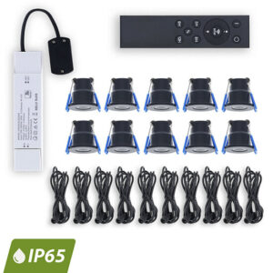 Inbouwspot set | Set van 10 | Zwart | Met afstandsbediening
