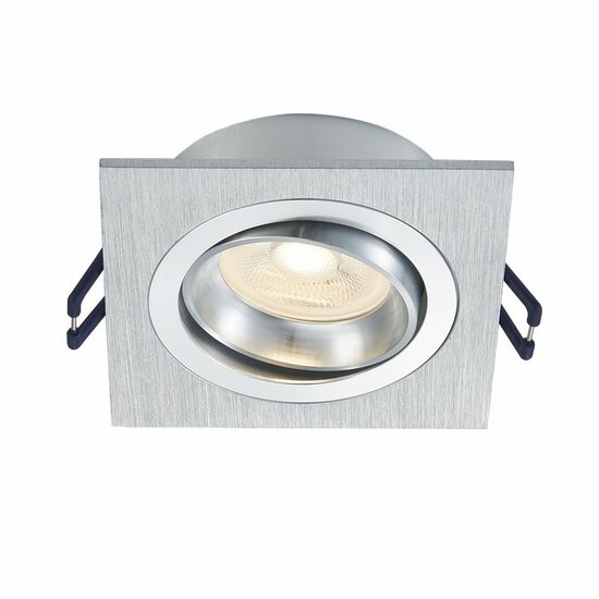 Inbouwspot kantelbaar vierkant | Ø80mm | Zilver aluminium - voor 50mm LED spots – Image 2