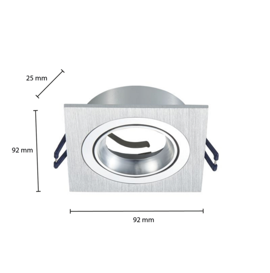 Inbouwspot kantelbaar vierkant | Ø80mm | Zilver aluminium - voor 50mm LED spots – Image 4