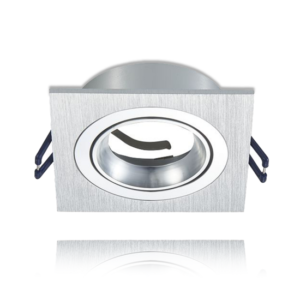 Inbouwspot kantelbaar vierkant | Ø80mm | Zilver aluminium - voor 50mm LED spots in zilver