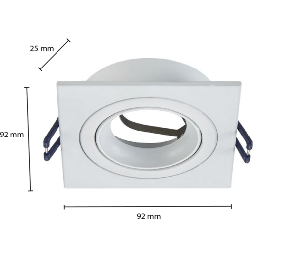 Inbouwspot kantelbaar vierkant | Ø80mm | Wit aluminium - voor 50mm LED spots - Afbeelding 4