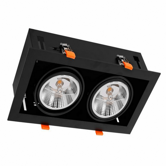 LED AR111 GU10 dubbele inbouwspot | zwart, richtbaar - Afbeelding 3