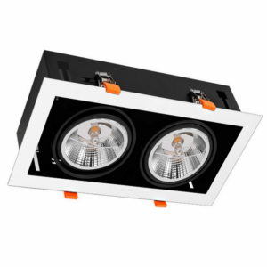LED AR111 GU10 dubbele inbouwspot | wit met zwart