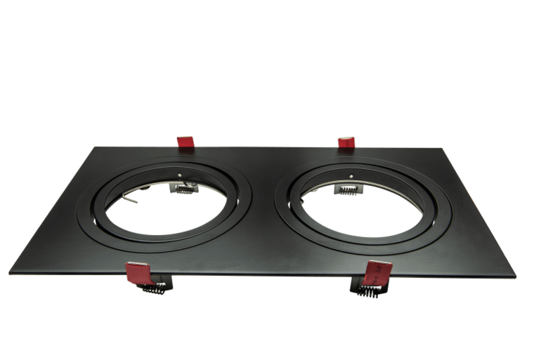 Led inbouw spot armatuur - 2x AR111ES111 Zwart Vierkant Richtbaar