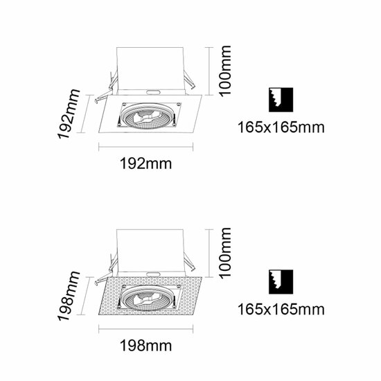 Led inbouw spot armatuur - 1x AR111 Wit | Trimless - Afbeelding 4