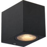 Compacte mat zwarte GU10 buitenwandlamp met neerwaarts licht