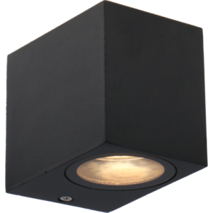 Compacte mat zwarte GU10 buitenwandlamp met neerwaarts licht