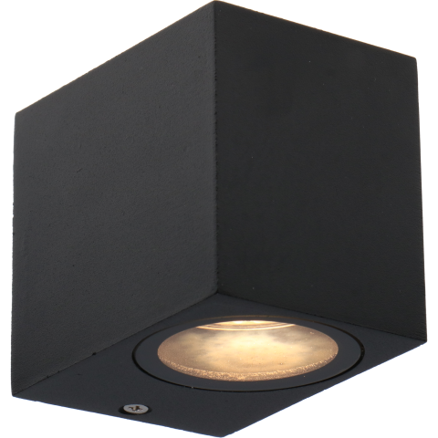 Compacte mat zwarte GU10 buitenwandlamp met neerwaarts licht