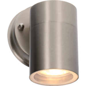 Compacte RVS buitenwandlamp met neerwaartse GU10-lichtopening