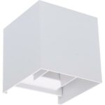 Witte kubusvormige buitenwandlamp met verstelbaar up-and-down licht