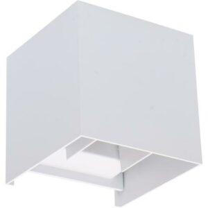 Witte kubusvormige buitenwandlamp met verstelbaar up-and-down licht