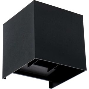 Zwarte kubusvormige buitenwandlamp met verstelbaar up-and-down licht