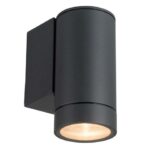 Compacte antracietkleurige ronde GU10 buitenwandlamp