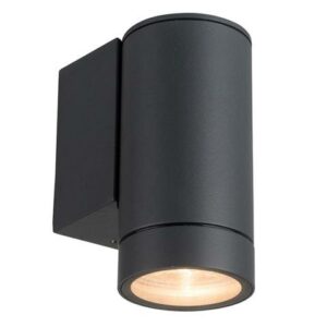 Compacte antracietkleurige ronde GU10 buitenwandlamp