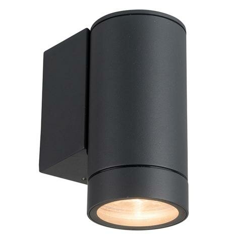 Compacte antracietkleurige ronde GU10 buitenwandlamp
