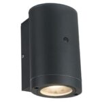 Antracietkleurige ovale buitenwandlamp met GU10 fitting en schemersensor