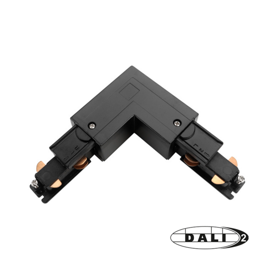 DALI 3-fase rail L-connector buitenhoek | Zwart