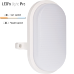 Witte ovale IP65 wandlamp met CCT en wattageschakelaar