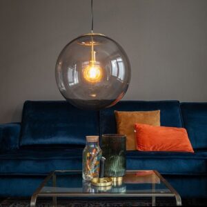 QAZQA Ball hanglamp | Messing met smoke glas | Ø50cm