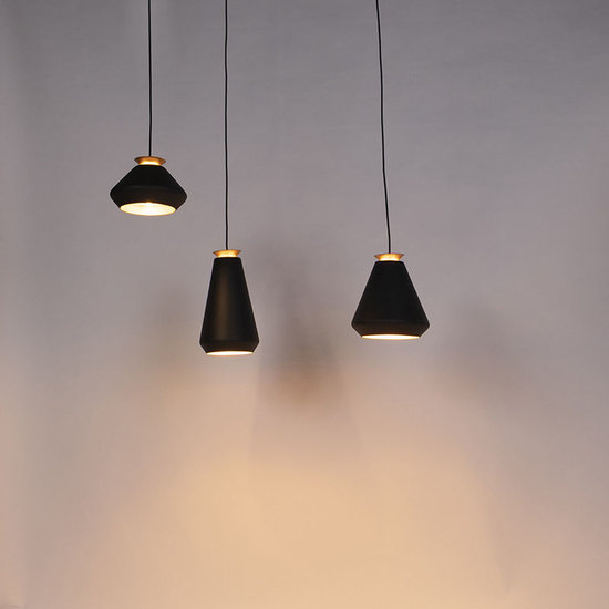 Moderne Hanglamp met 3 Pendels | Zwart met Goud – Bild 2
