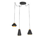 QAZQA hanglamp | 3 pendels | Zwart met goud