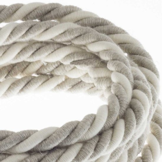 wit|naturel|grijs Creative-Cables snoer van katoen en linnen